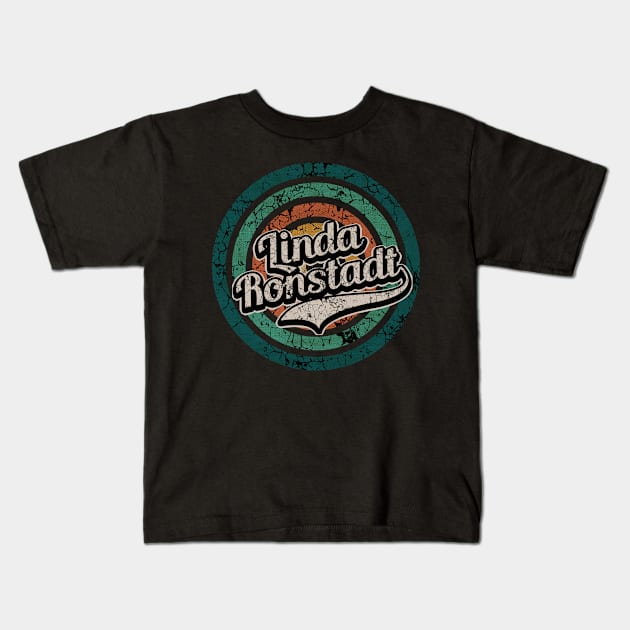 Linda Ronstadt // Retro Circle Crack Vintage Kids T-Shirt by People Mask